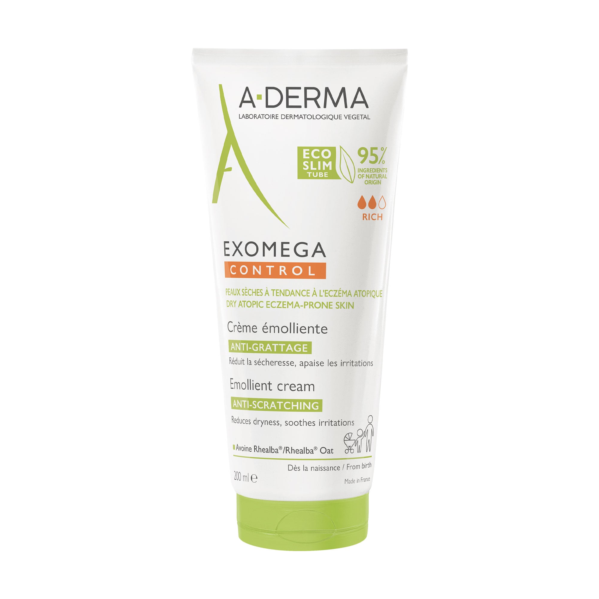 Пом'якшувальний крем для тіла A-Derma Exomega Control Emollient Cream Anti-Scratching, 200 мл